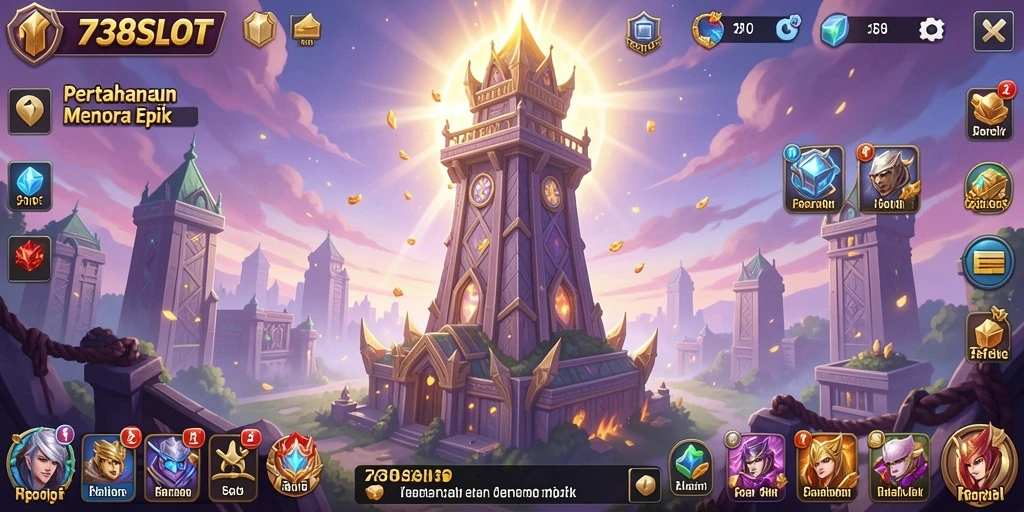 Tampilan gameplay menara di 738SLOT yang menantang dan menarik.