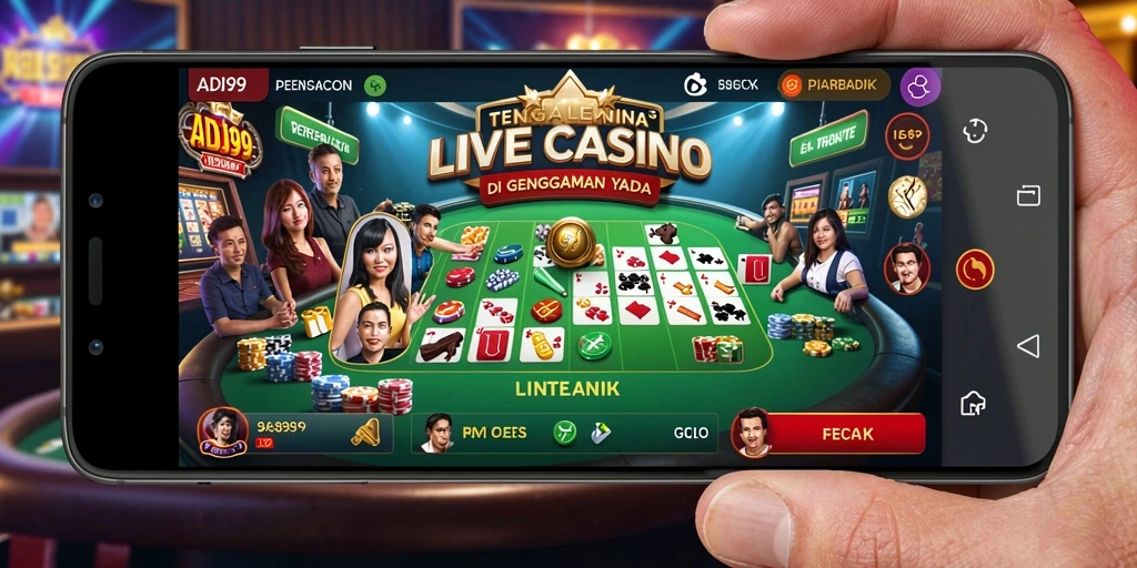 Screenshot gameplay ADI99 menunjukkan suasana Live Casino yang nyata.