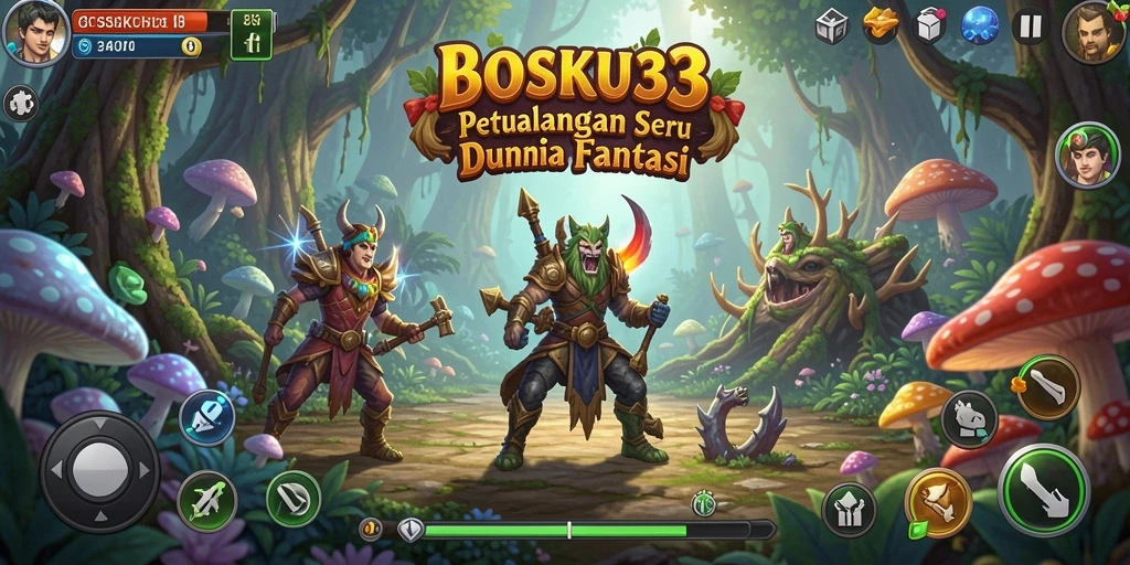 Tampilan gameplay BOSKU33 dengan aksi petualangan yang seru.
