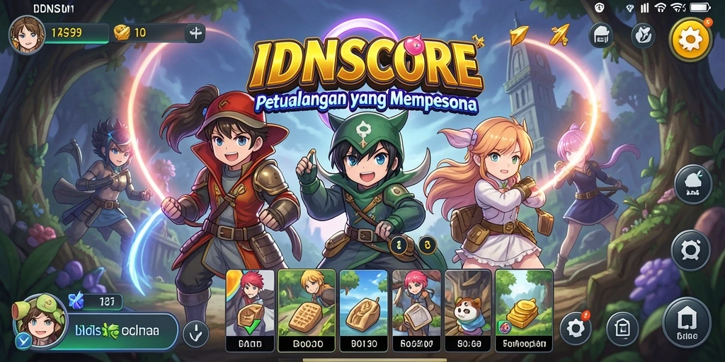 Screenshot utama dengan karakter anime dalam aksi seru di IDNSCORE.