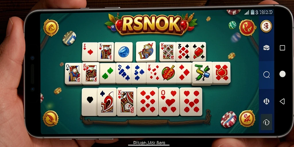 Tampilan gameplay seru di RSNOK dengan kartu Domino.