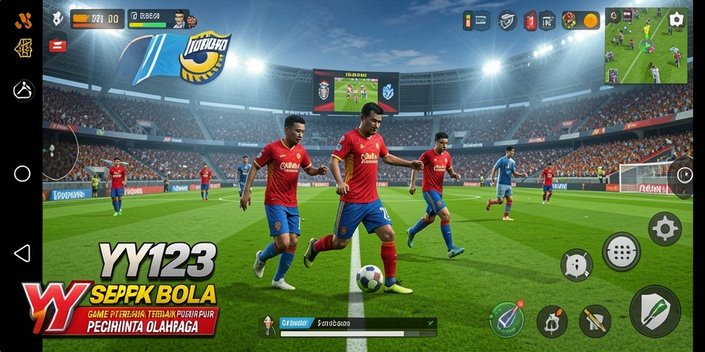 Tampilan gameplay aksi seru di lapangan sepak bola YY123.